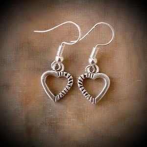Silver Charm Earrings, Nickel Free, Heart